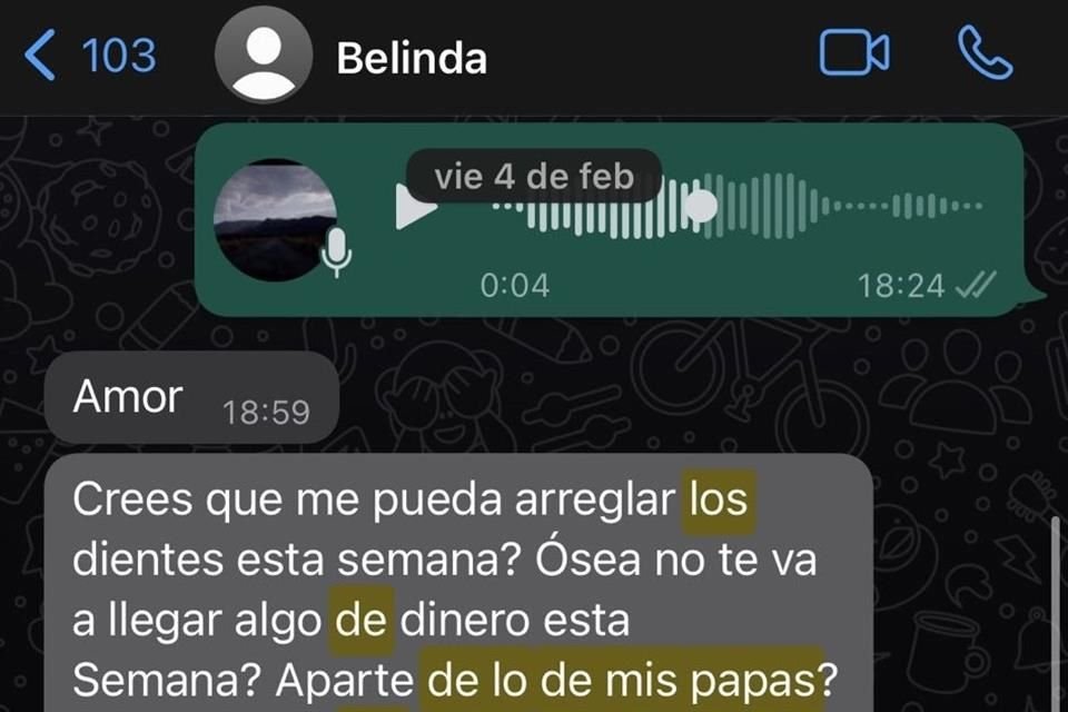 Christian Nodal ventiló mensajes en los que presuntamente Belinda le pide dinero; aseguró que los padres de ella la 'han dejado sin nada'.