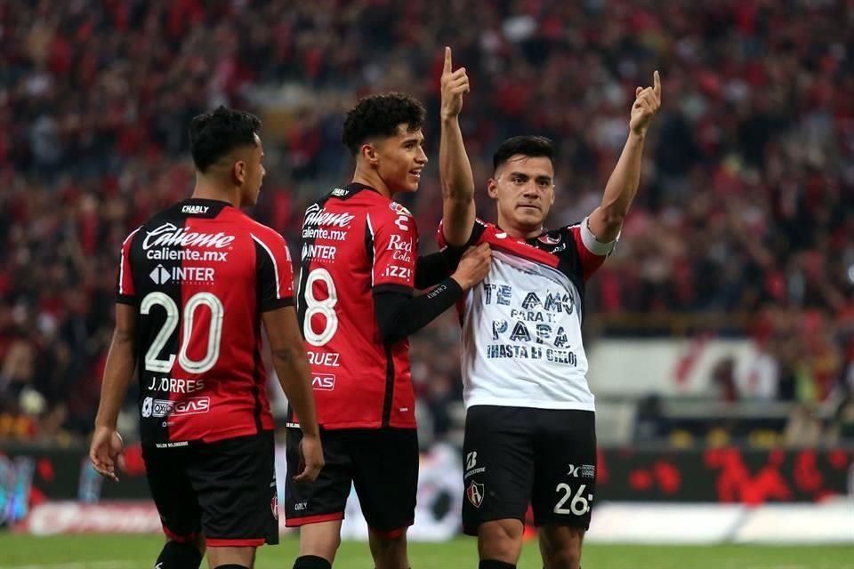 Aldo Rocha festejando el gol del empate ante León, en la Final del Grita México A21.
