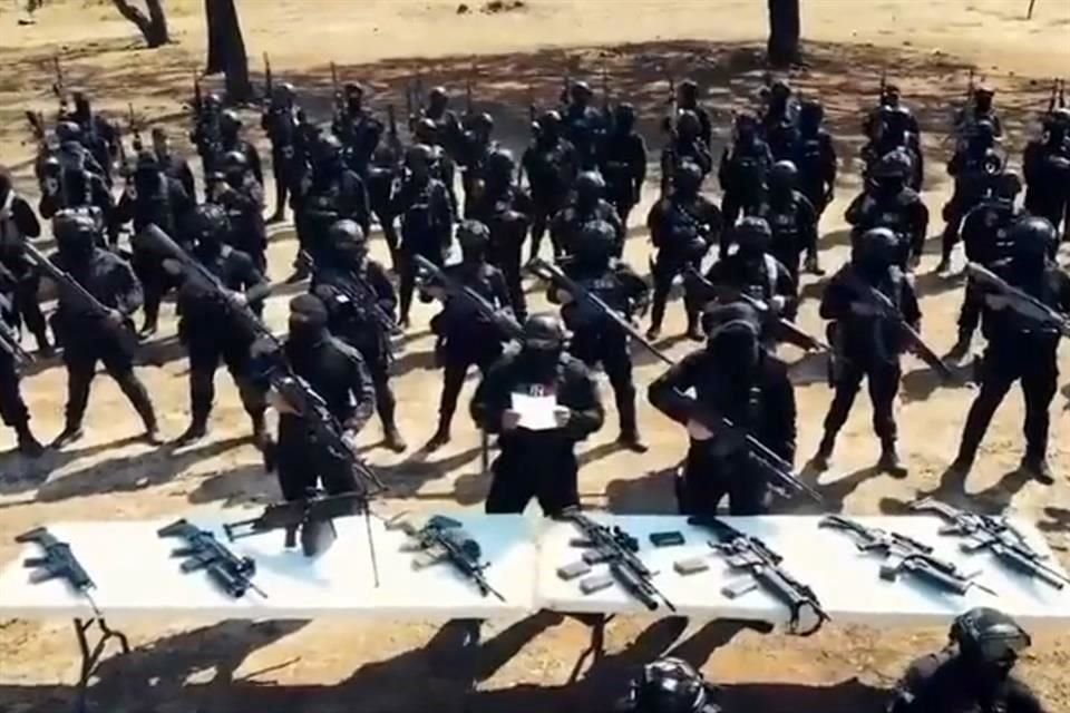 En un pantallazo de video aparecen alrededor de 80 supuestos sicarios del Cártel Jalisco Nueva Generación.