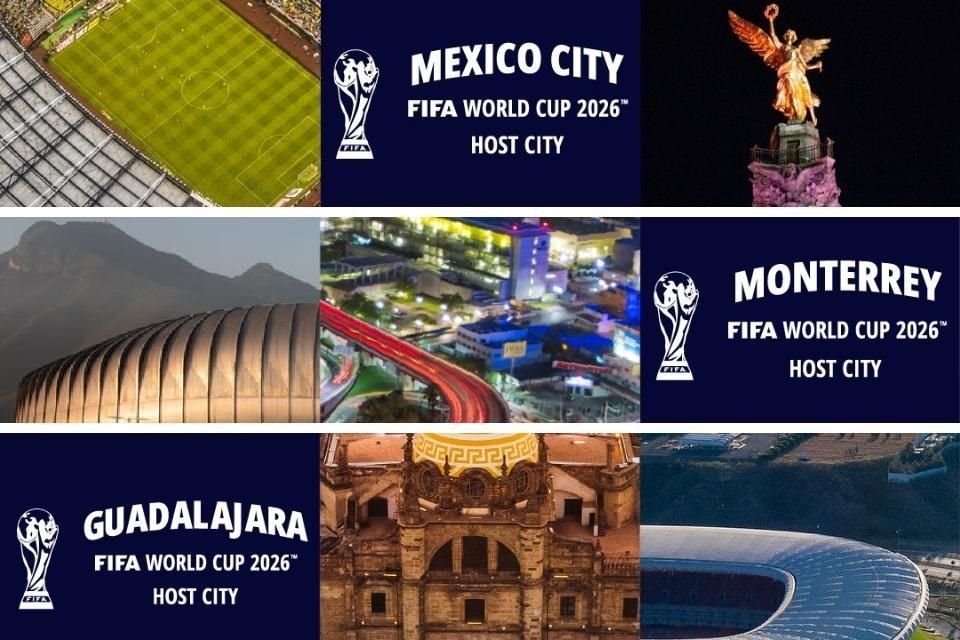 Los anuncios oficiales de la FIFA para las sedes mexicanas del Mundial 2026.