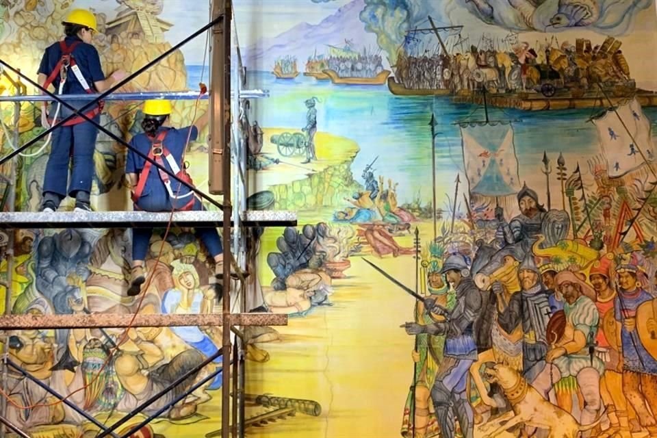 'La Conquista de Nueva Galicia' fue restaurado y es exhibido tras casi medio siglo de haber estado tapado.