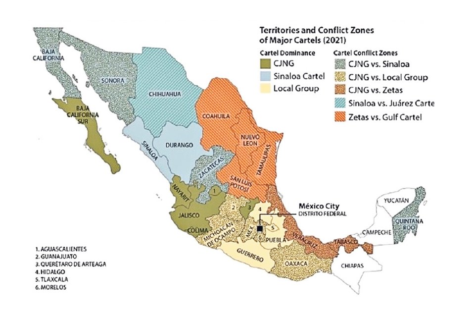 El narco está en 29 de 32 Estados de México, confirmó EU a través de un estudio del Servicio de Investigaciones Legislativas norteamericano.
