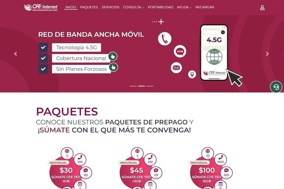 CFE TIT presentó 12 paquetes de prepago para telefonía e  internet móviles.