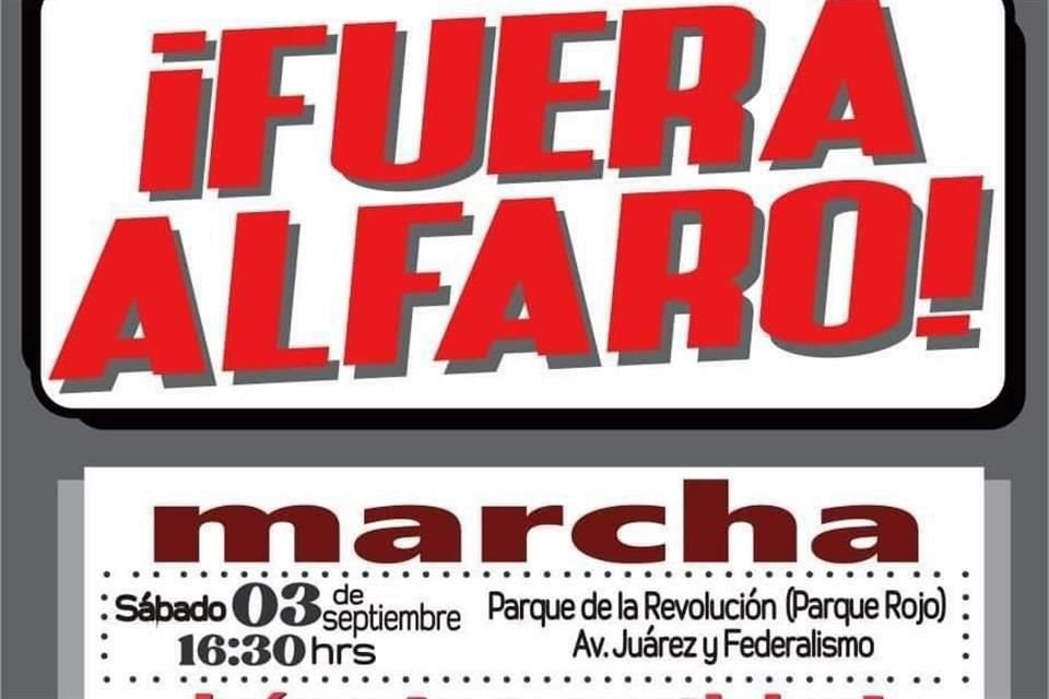 Diversos colectivos convocan a la marcha contra el Gobernador Enrique Alfaro.