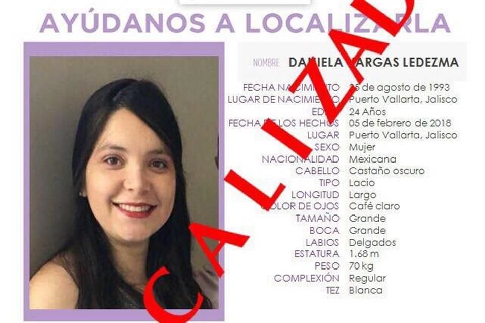 Daniela Vargas fue localizada sin vida en febrero de 2018.