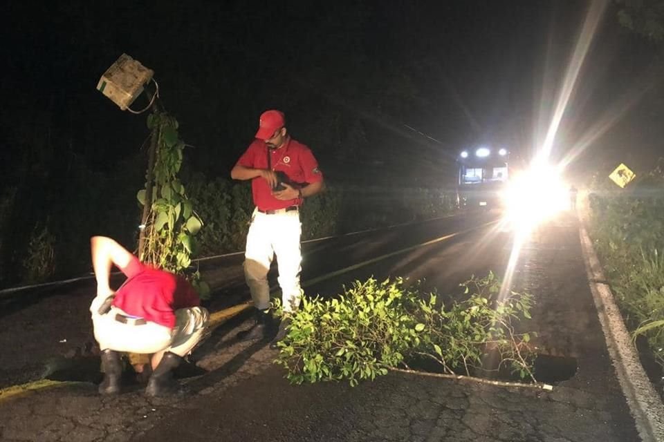 Un socavón se abrió en la Carretera Federal 80 de Autlán de Navarro, a la altura de El Zapotillo, en el Municipio de Casimiro Castillo.