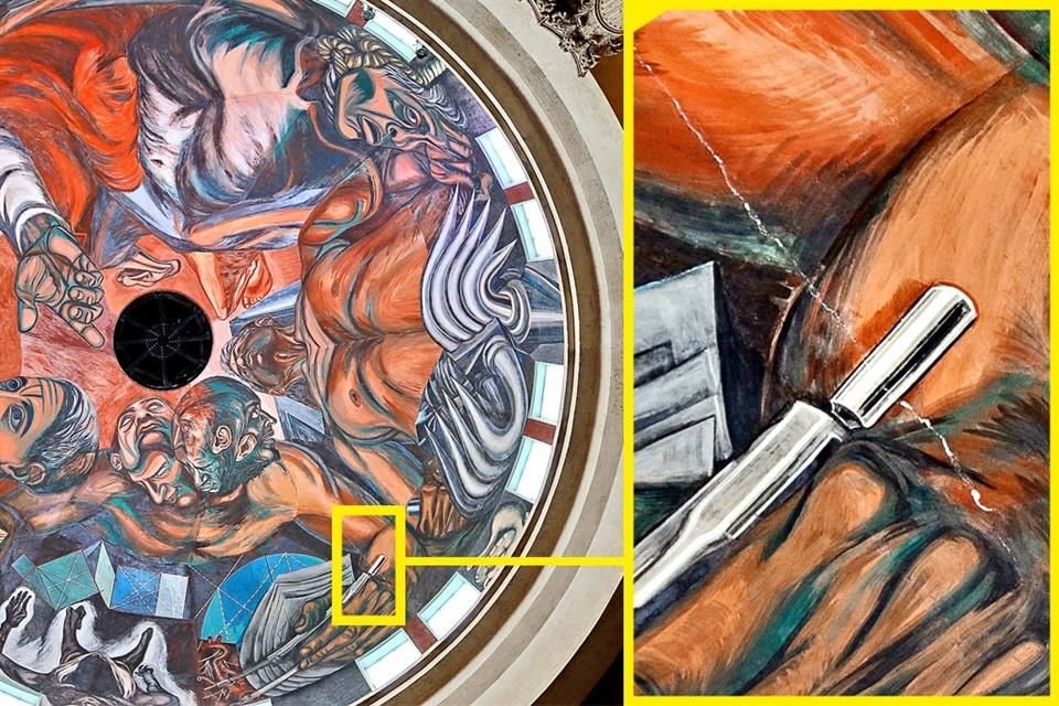 La UdeG reportó 10 fisuras leves en el mural 'El Hombre Creador y Moderno', de José Clemente Orozco, en el Paraninfo Enrique Díaz de León.