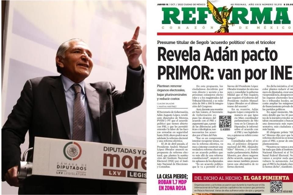 AMLO presumió el 'logro' del titular de Segob, Adán Augusto López, quien consiguió alianza PRIMOR para extender militarización hasta 2028.