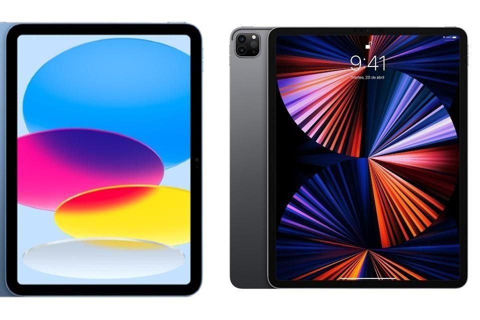 Así lucen los nuevos modelos. iPad (izq.) ahora tendrá la lente de la cámara en el lateral más largo; el iPad Pro incorporará el chip M2, el más reciente procesador de Apple.