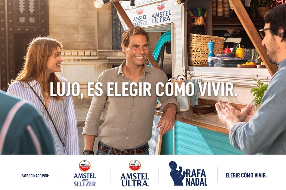 En su primera campaña para la marca, Nadal protagoniza los spots publicitarios de Amstel Ultra y Amstel Ultra Seltzer filmados desde su isla natal en Mallorca.