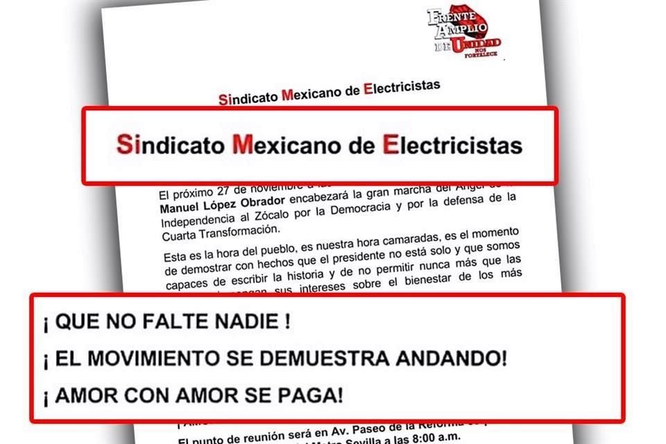 Apenas AMLO anunció contramarcha y el SME, beneficiario de millonarias pensiones, ya convocó a sus agremiados a acompañar la movilización.