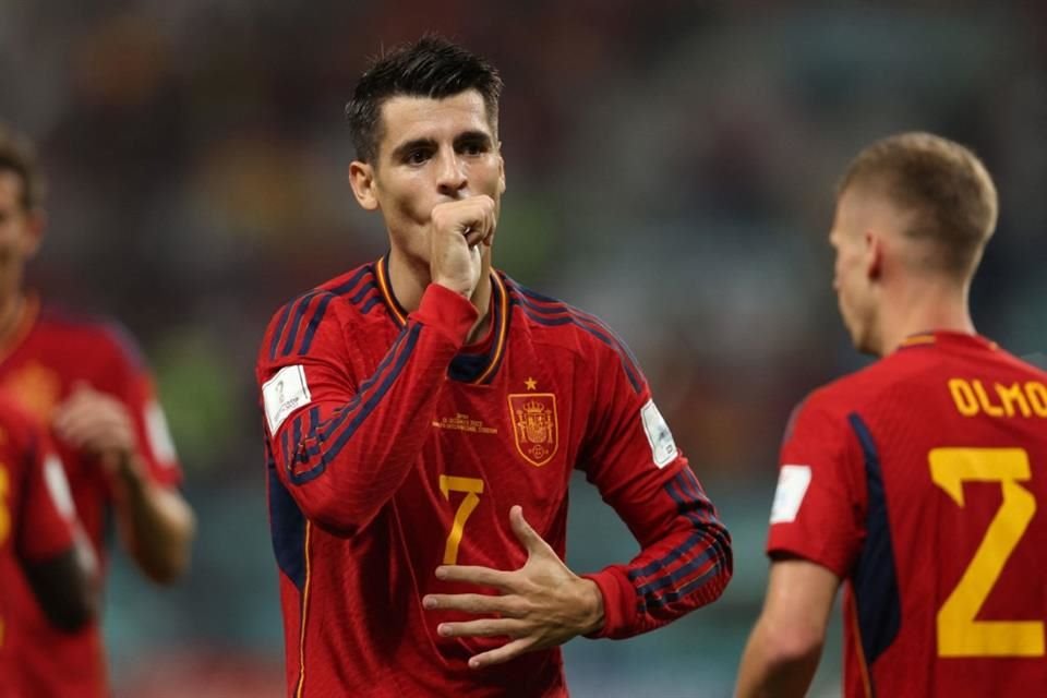 Así festejó Álvaro Morata su gol contra Japón.