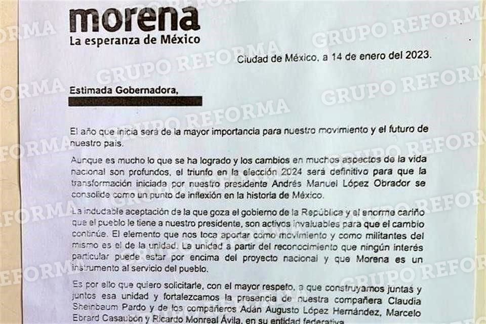 La carta fue entregada a los gobernadores el sábado, durante una reunión en la Secretaría de Gobernación.