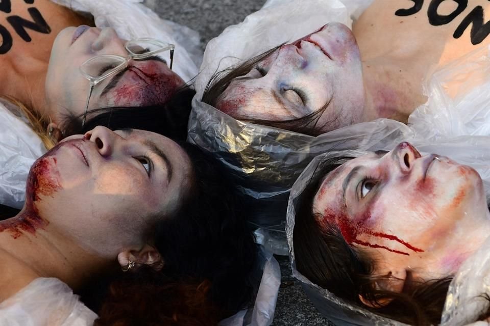 Mujeres durante una protesta contra la violencia a las mujeres en Madrid, en 2019.