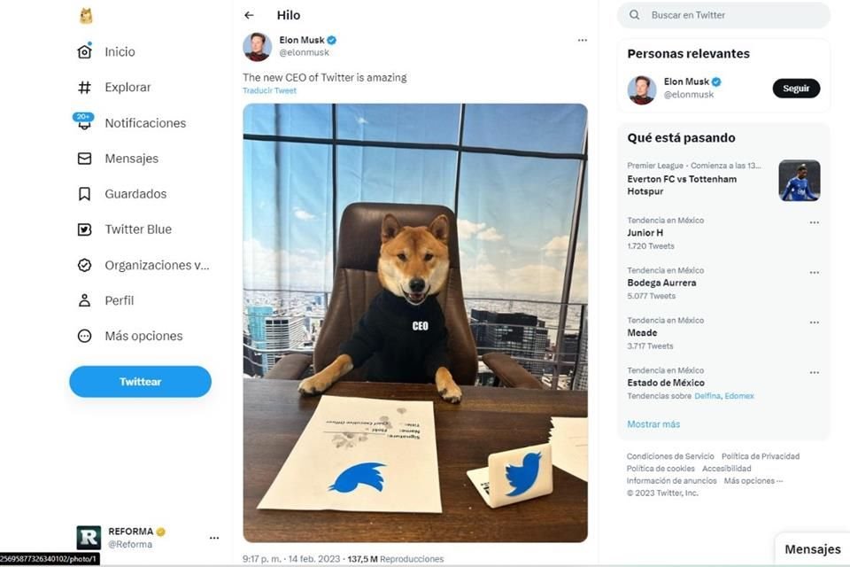 Doge como CEO de Twitter, según Musk.