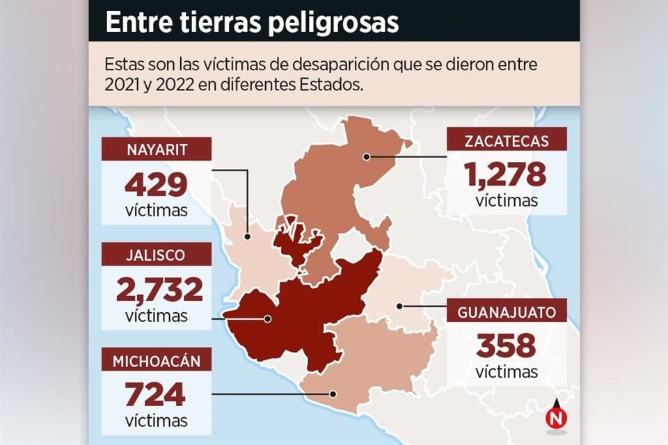 La Zona del Bajío es una de las que registra más víctimas de desaparición y fosas clandestinas a nivel nacional, con Jalisco como epicentro.