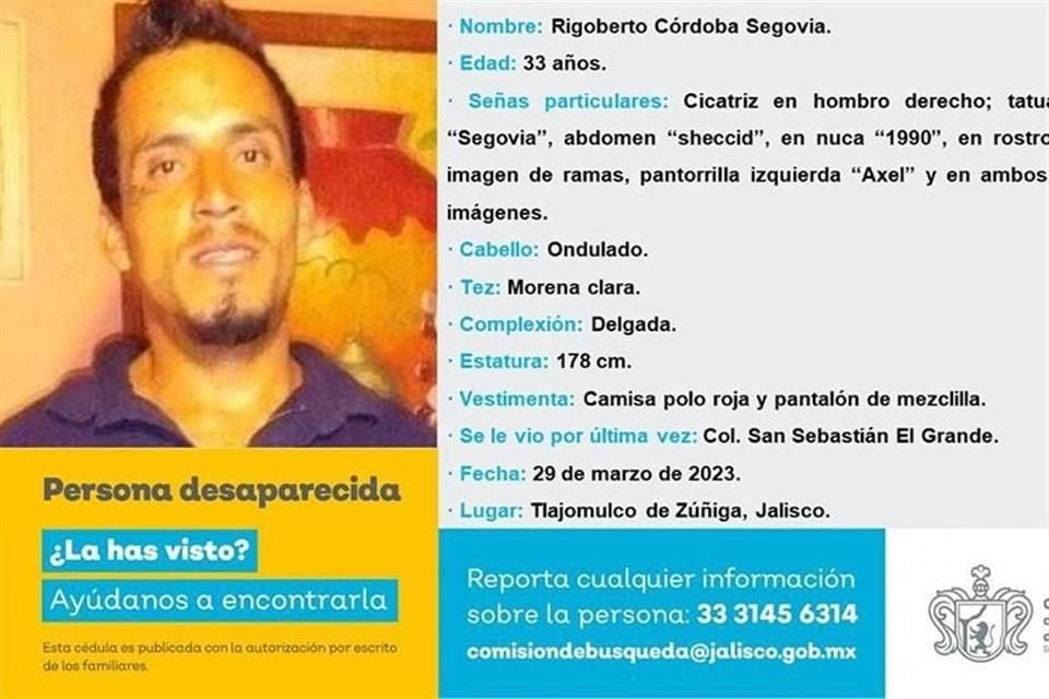 Ricardo Córdoba Segovia, desaparecido en San Sebastián, Tlajomulco, el 29 de marzo 2023.