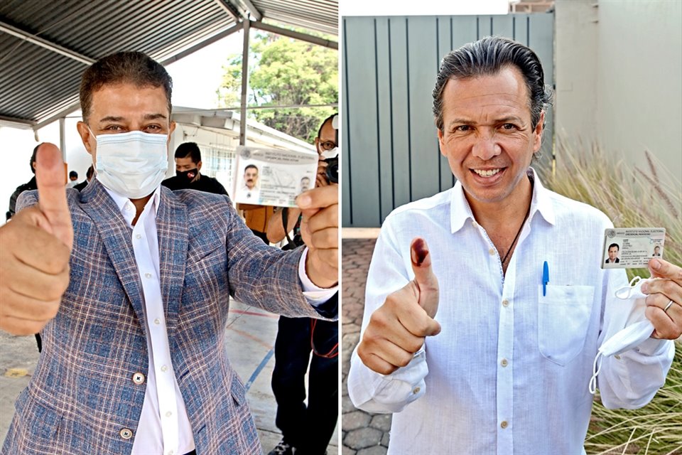 Los candidatos a Guadalajara Carlos Lomelí, de Morena, y Pablo Lemus, de MC, se declararon ganadores de la eleccion.