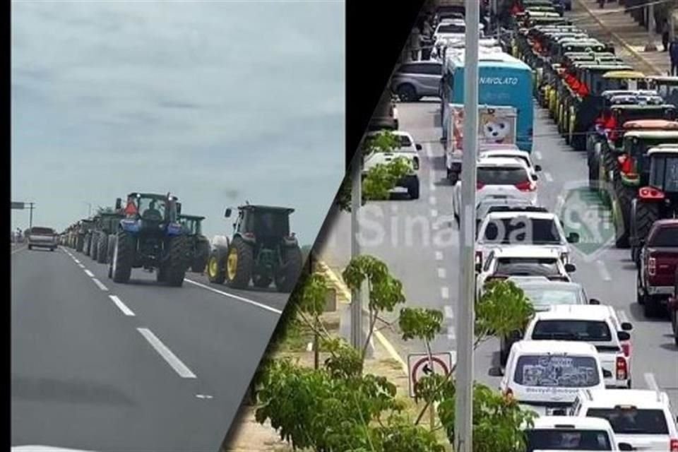 Agricultores de distintas partes de Sinaloa armaron una caravana para ir a protestar al Palacio de Gobierno, en Culiacán.