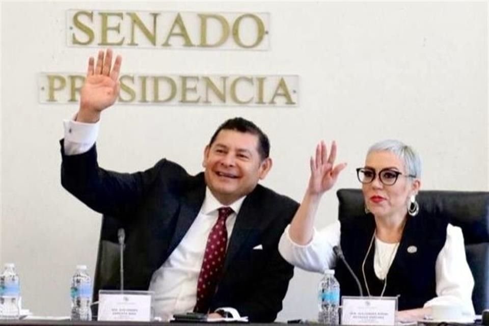 El morenista Alejandro Armenta, presidente del Senado, este jueves en la Cámara Alta.