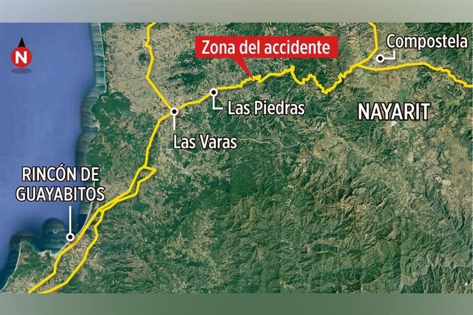 El autobús desbarrancó en el kilómetro 60+500 de la Carretera Federal 200; faltan 30 kilómetros para llegar a su destino.