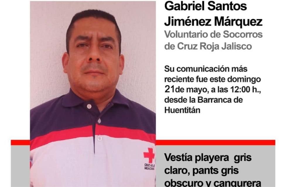 Cuando hacían deporte el domingo, un voluntario de Socorros de la Cruz Roja Jalisco desapareció cerca de la Barranca de Huentitán.