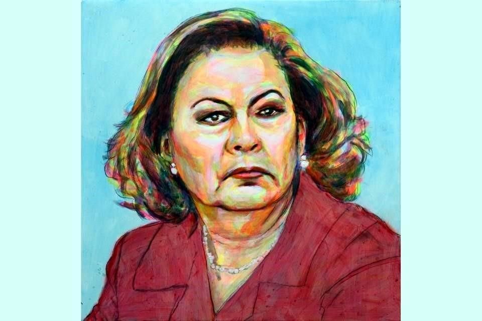 Franco Aceves Humana presenta una serie de 20 retratos que tituló 'Impresentables nacionales a todo color'. En esta imagen Isabel Miranda de Wallace.
