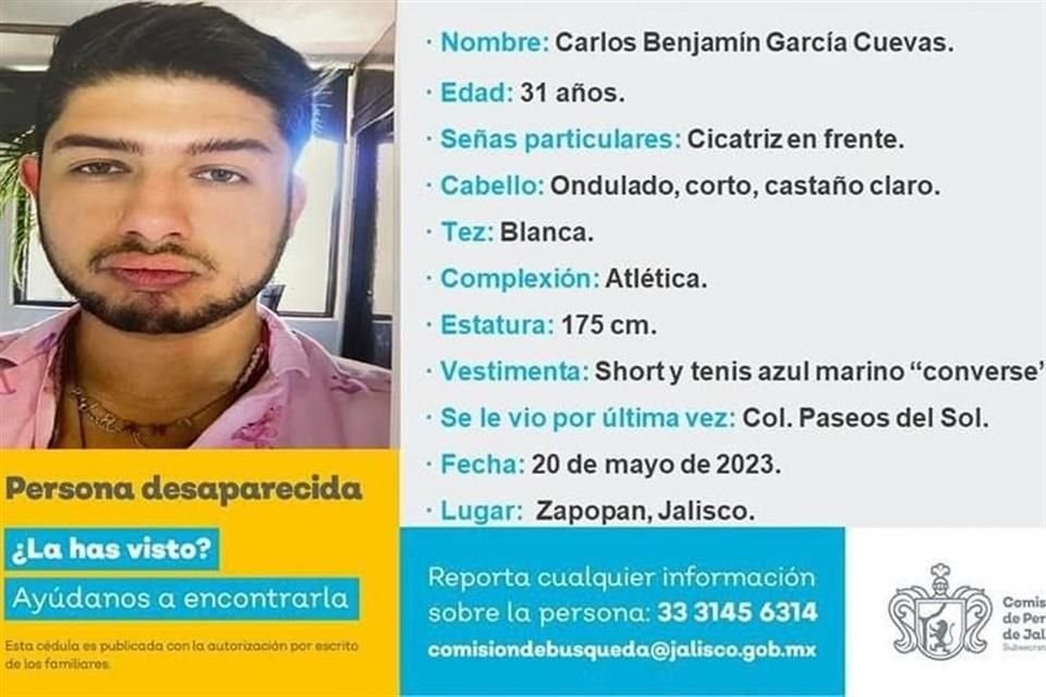 Ficha de búsqueda de Carlos Benjamín García Cuevas, de 31 años