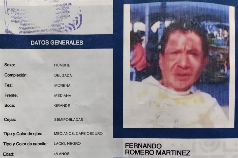 Fernando Romero desapareció en la Alcaldía Iztapalapa y su familia pidió proporcionar cualquier información para dar con su paradero.