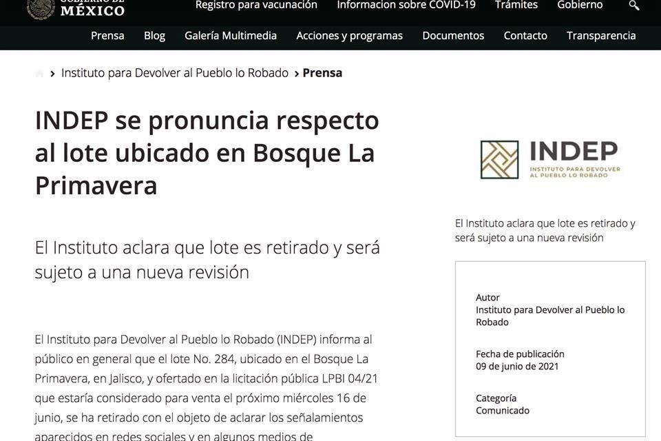 El Indep vendería un predio del Bosque La Primavera, pero retiró la oferta tras críticas en redes sociales y el rechazo de Enrique Alfaro.