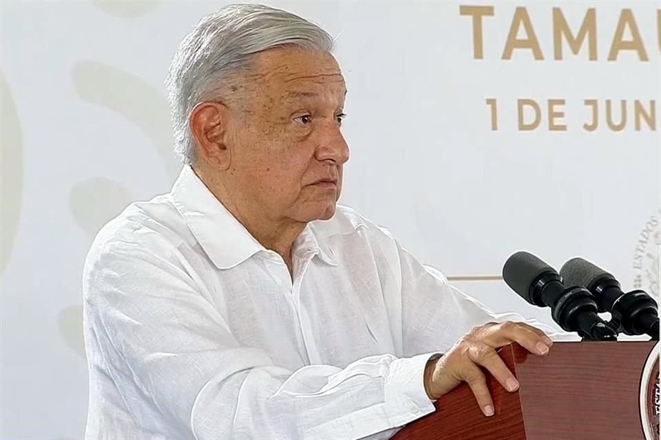 El Presidente López Obrador durante la supervisión de los avances del programa IMSS-Bienestar en Altamira, Tamaulipas.