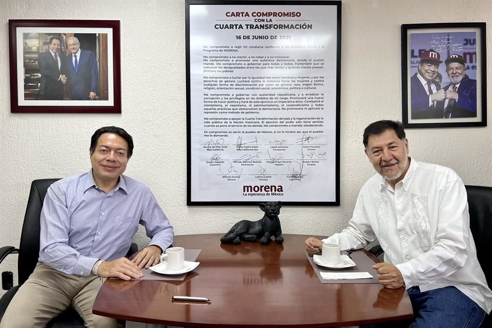 Mario Delgado y Fernández Noroña se tomaron un café esta mañana.