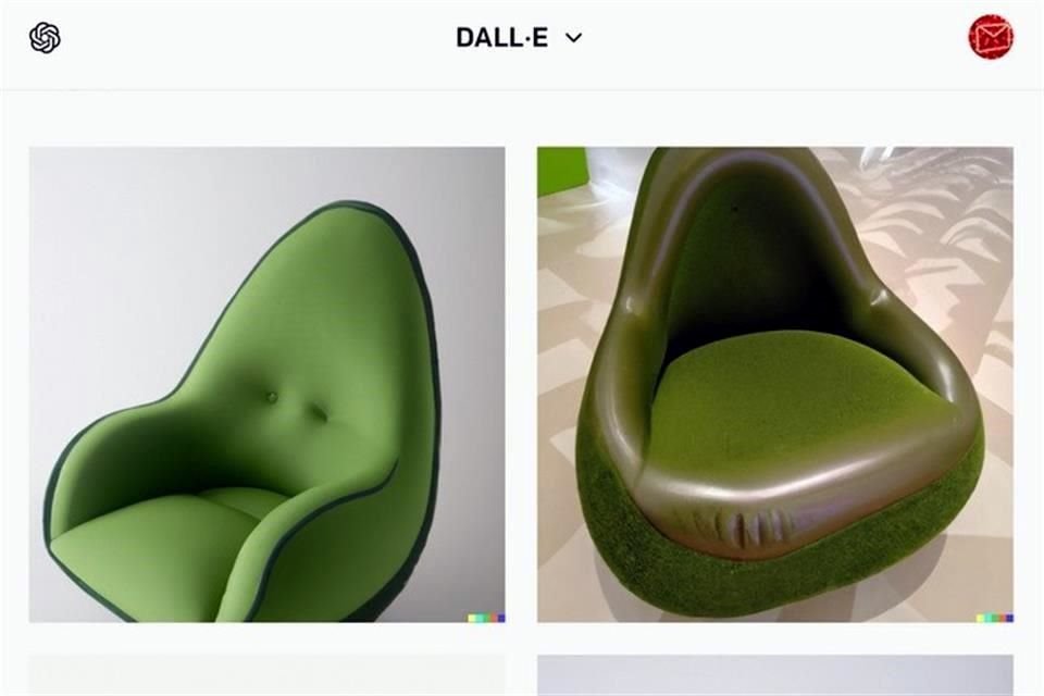 DALL-E de OpenAI fue uno de los primeros generadores de imágenes, como este sillón con forma de aguacate.