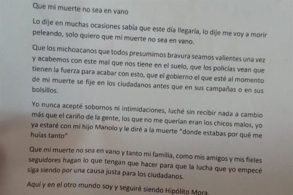 La carta fue leída en Morelia ante la prensa por parte del equipo del productor limonero.