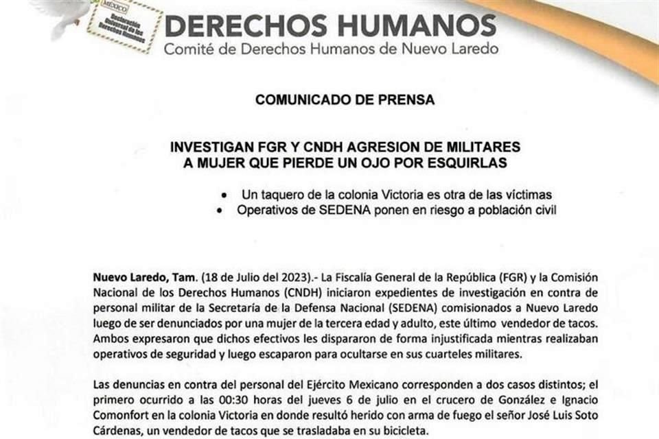 Ambas quejas fueron presentadas ante la Comisión Nacional de los Derechos Humanos.