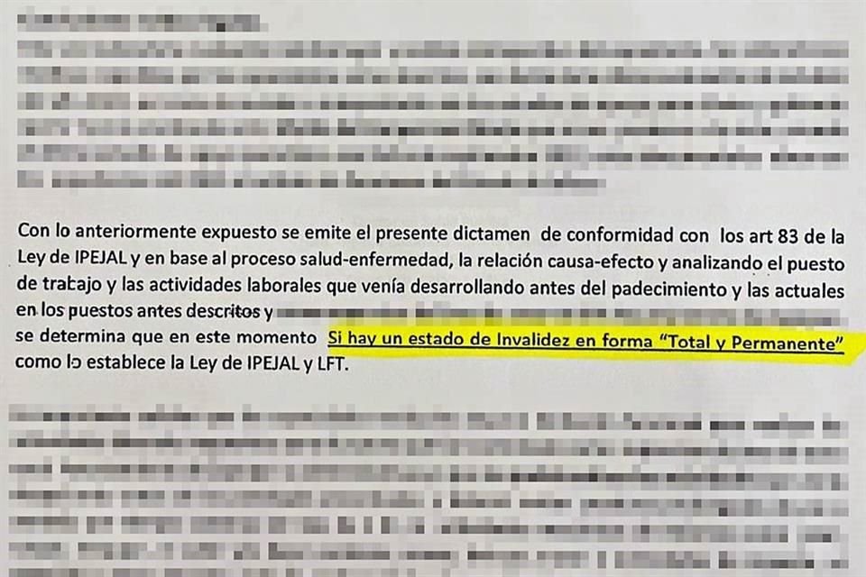 En el segundo dictamen, emitido en un lapso de 13 días respecto al primero, sí aparece la invalidez.