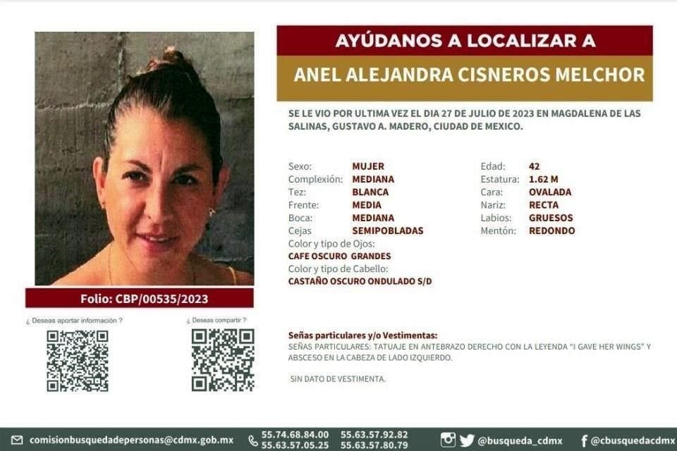 Anel Alejandra, de 42 años, lleva 13 días desaparecida.