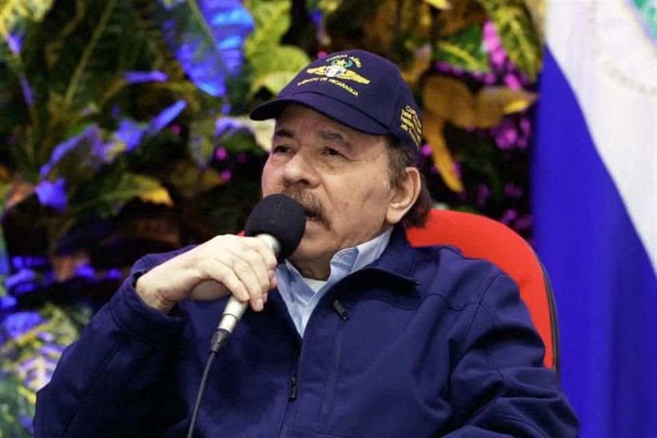 El Presidente de Nicaragua, Daniel Ortega, habla durante un acto conmemorativo del 44 aniversario de las fuerzas armadas, el 31 de julio.