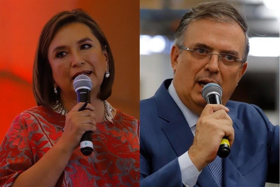 Xóchitl Gálvez, aspirante del bloque opositor, y Marcelo Ebrard, aspirante de Morena.