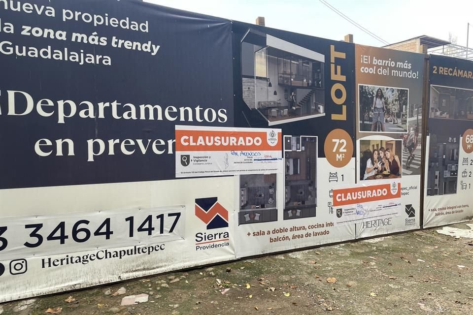 Las obras de construcción en José Guadalupe Montenegro 1953 fueron suspendidas el 18 de julio pasado.