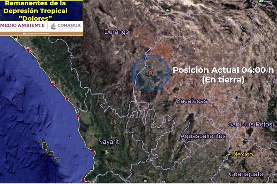 La depresión tropical Dolores se disipó y sus remanentes se ubican sobre Zacatecas.