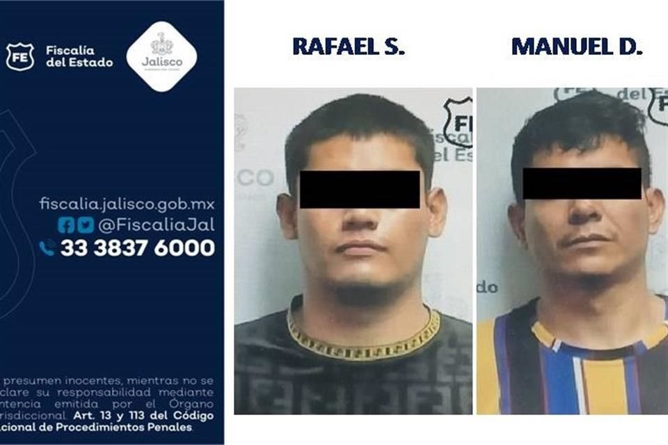 Rafael 'S' y Manuel 'D', detenidos por robo millonario en Vallarta San Jorge, son miembros del Cártel de Jalisco Nueva Generación.