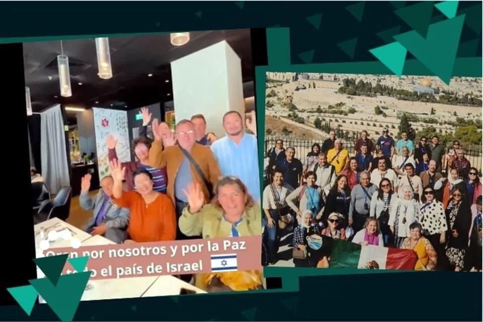 Los viajeros de Campeche (izquierda) lanzaron video desde su hotel en Israel, y los de Nayarit (derecha) aseguraron que su peregrinación se interrumpió por ataques.