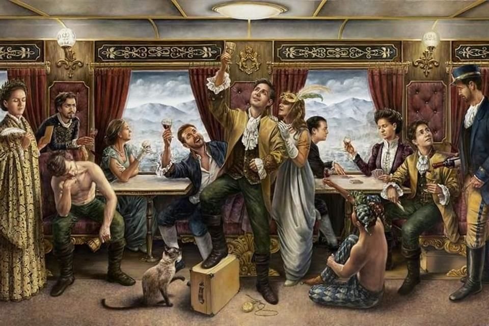 'El Festín del Maquinista', del pintor José Parra, forma parte de la exposición 'Tierra Pródiga: 200 años de Pintura en Jalisco'.