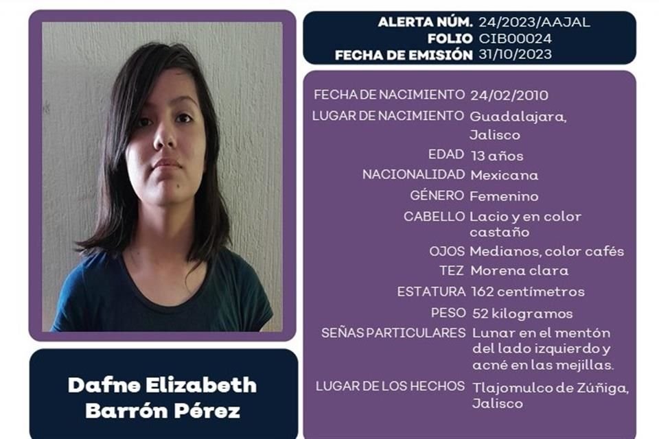 Dafne es estudiante de la Escuela Secundaria Mixta Número 79 en Lomas del Carmen, Tlajomulco y un día antes de desaparecer fue golpeada por una compañera.