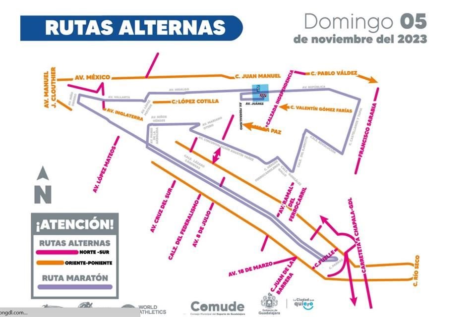Por el Maratón de Guadalajara se realizarán cierres viales este domingo,pero habrá rutas alternas. Toma tus previsiones.
