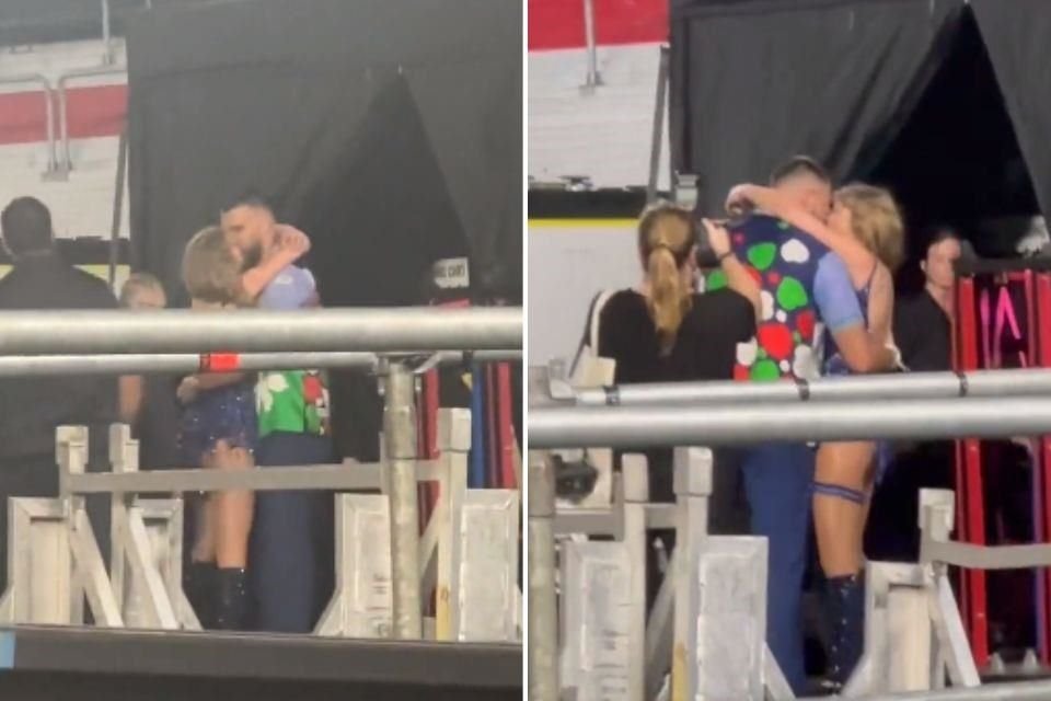 Taylor Swift y Travis Kelce acapararon miradas al darse un primer beso en público, después del segundo concierto de la famosa en Argentina.