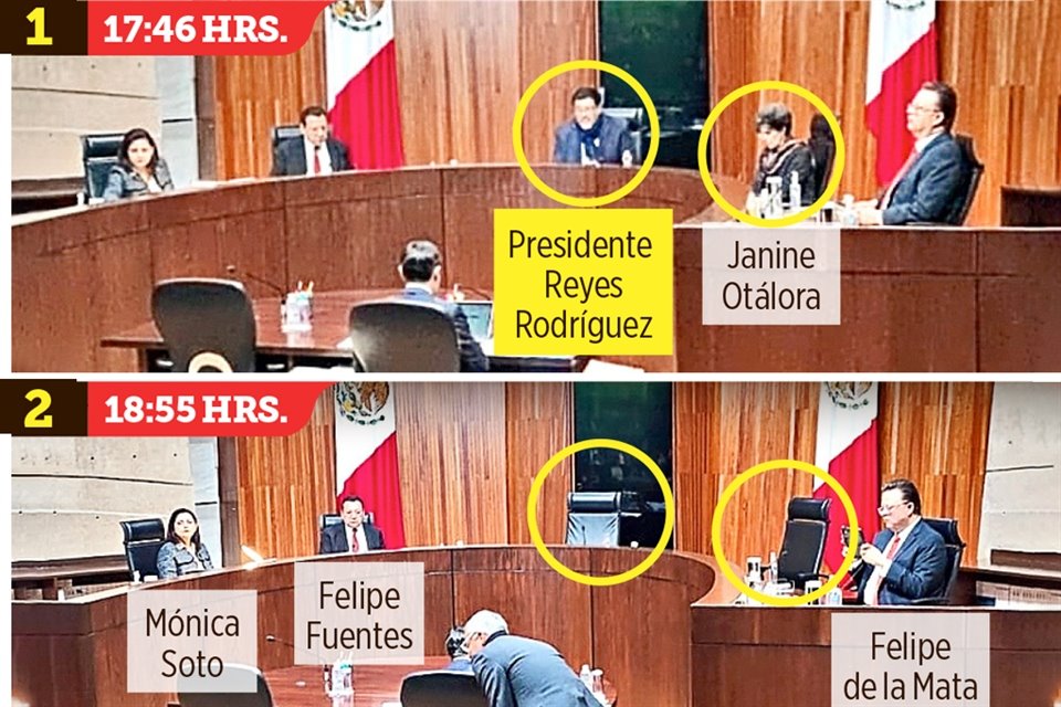 Durante la sesión, se pidió la renuncia del presidente, quien solicitó un receso (1). Minutos después, los rebeldes regresaron al pleno (2) para lanzar críticas.