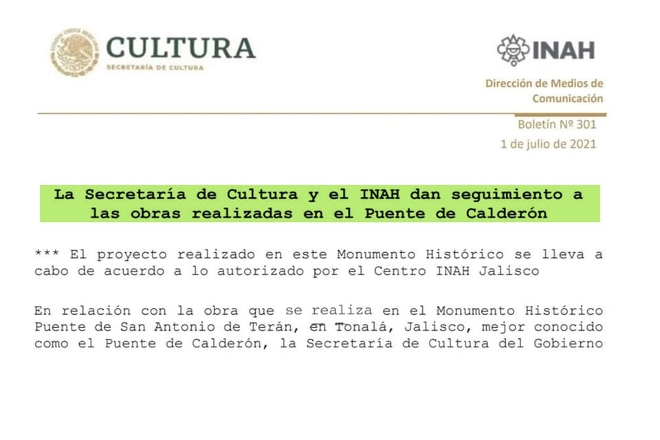 El documento señala en su título obras en el Puente de San Antonio de Terán, en Tonalá, 'mejor conocido como el Puente de Calderón', aunque se trata de Puente Grande.
