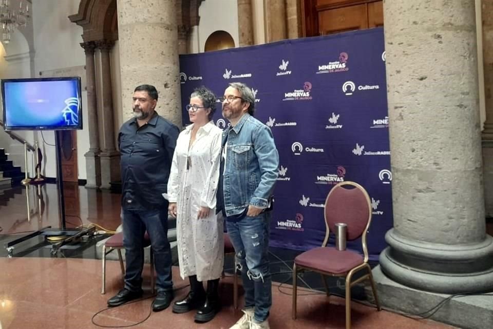 Javier Audirac, coordinador de la jefatura de Música y Arte Sonoro de Jalisco; Lourdes González, titular de SCJ y Alejandro Tavares, director de SJRT.
